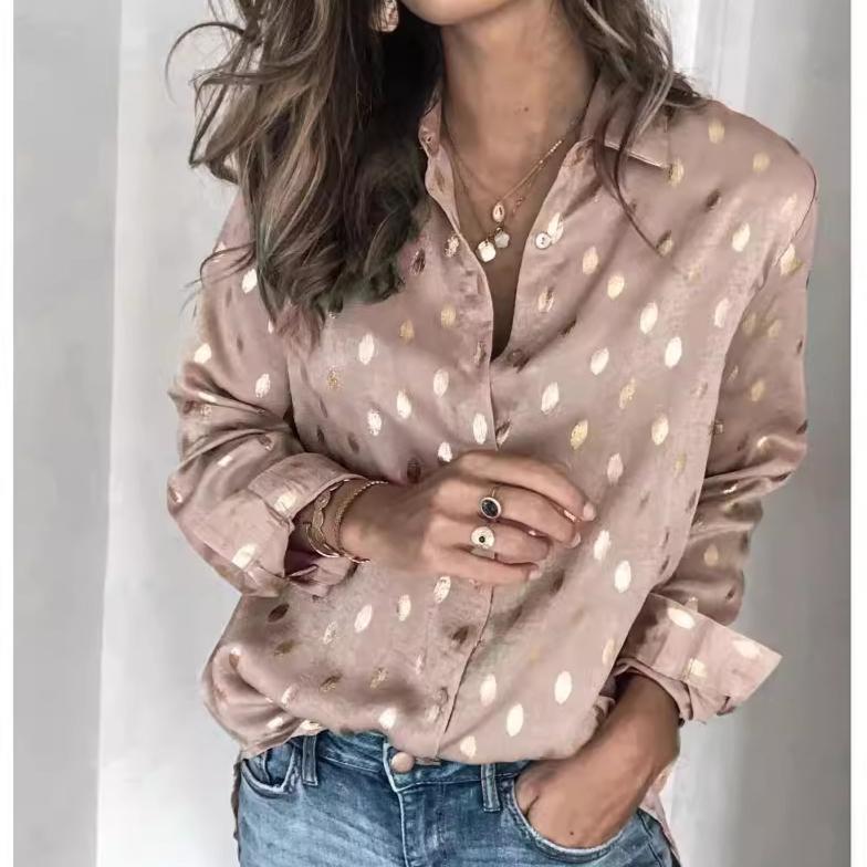 Long Sleeved Hot Stamping Printed Personalized Women's Blouses & Shirts