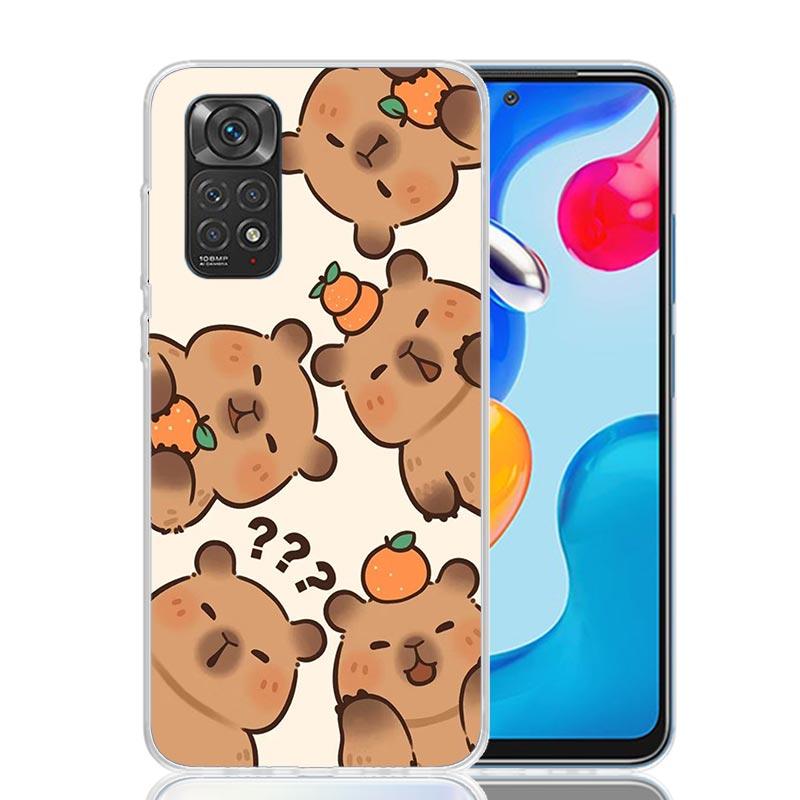 Funny Capybara Cartoon Animal Phone Case For Xiaomi Redmi Note 13 14 15 Pro Plus 12S 12 14S 11S 11E 10 10S 11 11T 5G 4G Cover Co