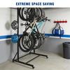 Freestanding Bike Storage Rack with Locking Casters 6 Hooks Heavy-Duty Hanging Bike Holder Height Adjustable Home Garage Stand