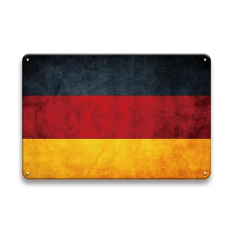 Rustic Antique International Countries Flag Metal Sign Retro Wall Art For Bar Garage Pub Man Cave Indoor Wall Decoration