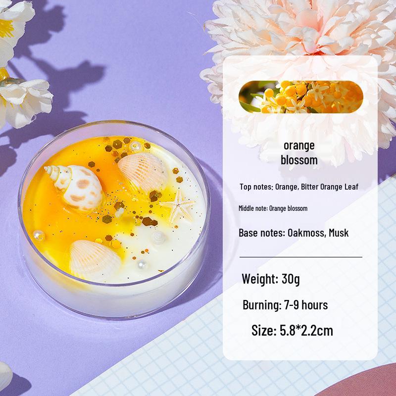 Scented Soy Wax Candles with Dried Flowers and Glitter - Crystal Shell Collection Gift Set