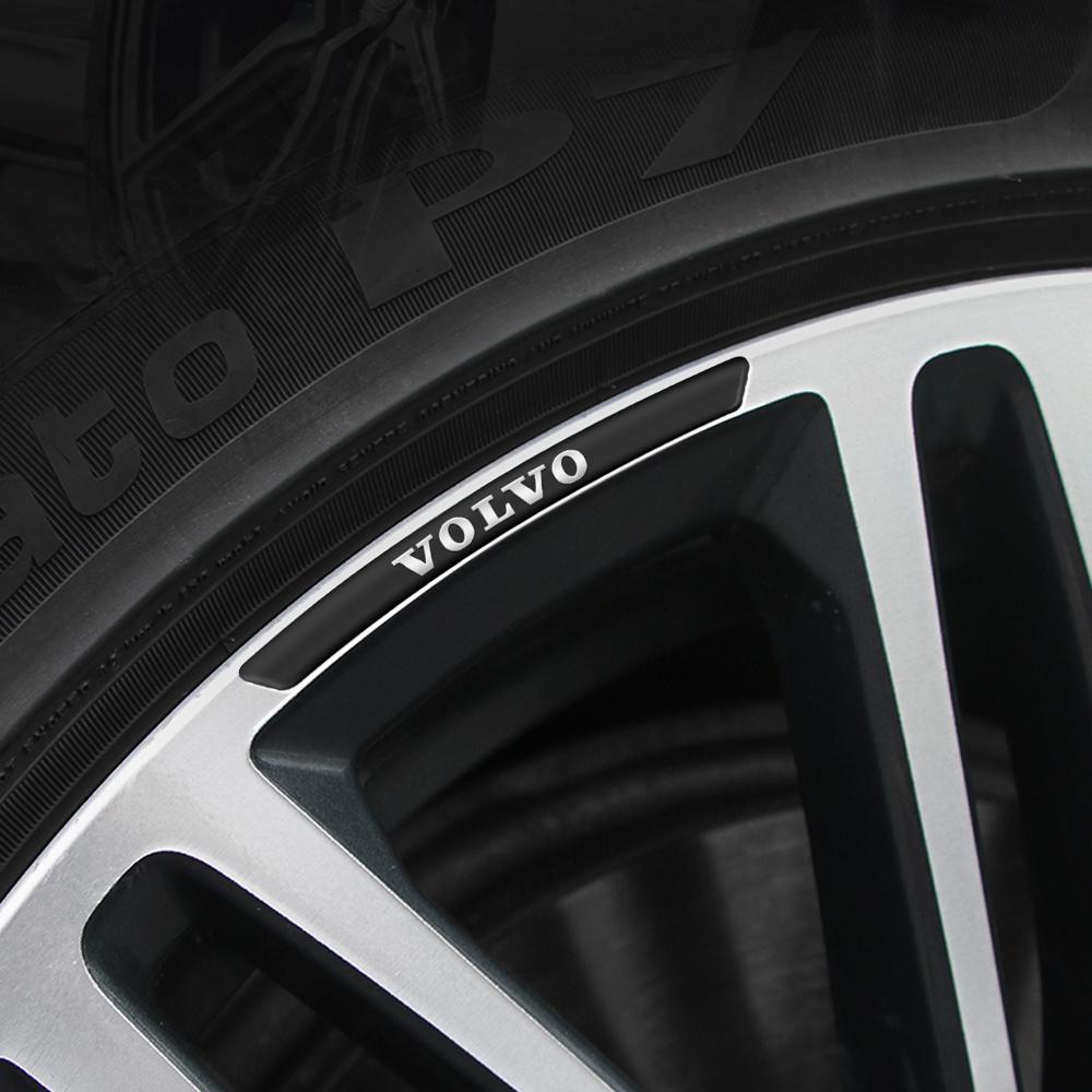 Estilo de Carro 4 Peças Alumínio/Fibra de Carbono Adesivos Decorativos para Aro de Carro Para Volvo Rdesign XC60 XC90 V40 V50 V60 S40 S60 T6 AWD S80L XC40