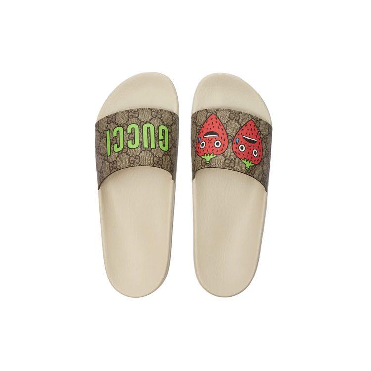 Gucci GG Supreme Slide Sandals "Strawberry" Women's 703815 U1F00 8462