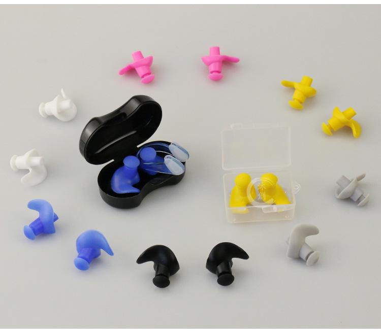 Silicone Waterproof Swimming and Diving Earplugs with Box - Adult Spiral Design
