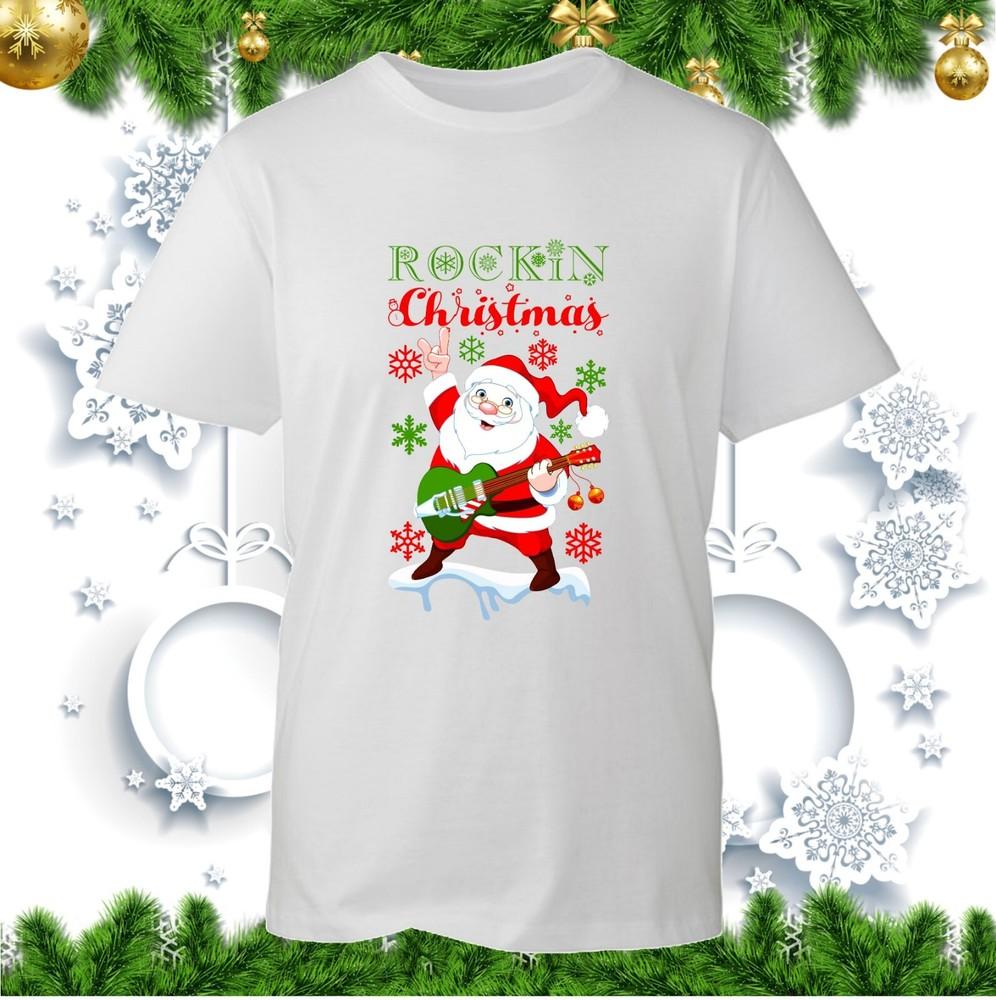 Rockin Santa Claus Christmas Tshirt Santa Playing Guitar Xmas Guitarist Music S