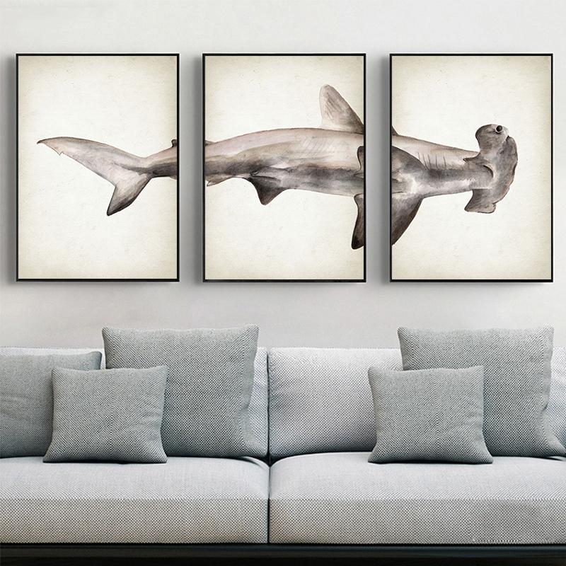 Marine Animals Canvas Paintings Great White Shark Posters and Prints Killer Whale Wall Art Picture for Home Decoration No Frame