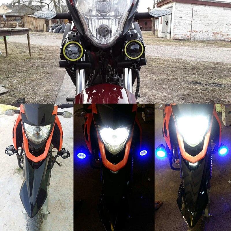 Motorcycle LED 12v 125w Headlights Car Spotlights 6000k Motorbike Work Head Lamp LED Angel Eye Lights Fog Lamp