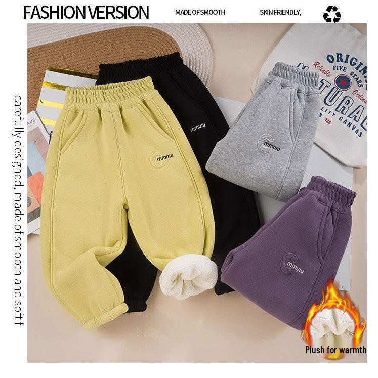 Children's Thickened Lambswool Sweatpants: Warm Fleece, Autumn/Winter Style, Unisex, for Kids