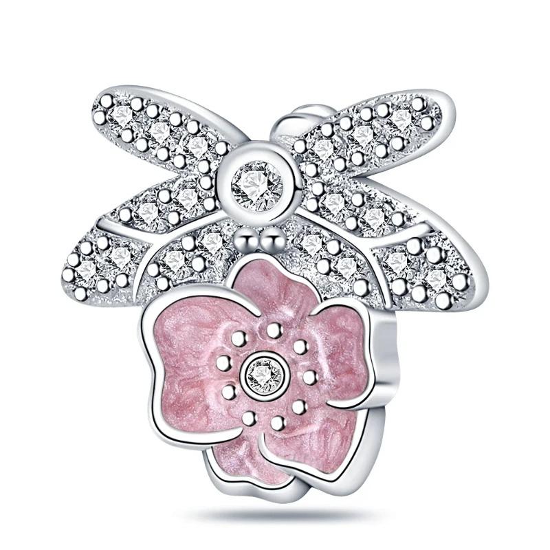 Fashion 925 Silver Colorful Butterfly Dragonfly Hummingbird Spring Series Charms Beads Fit 925 diy Bracelet Jewelry