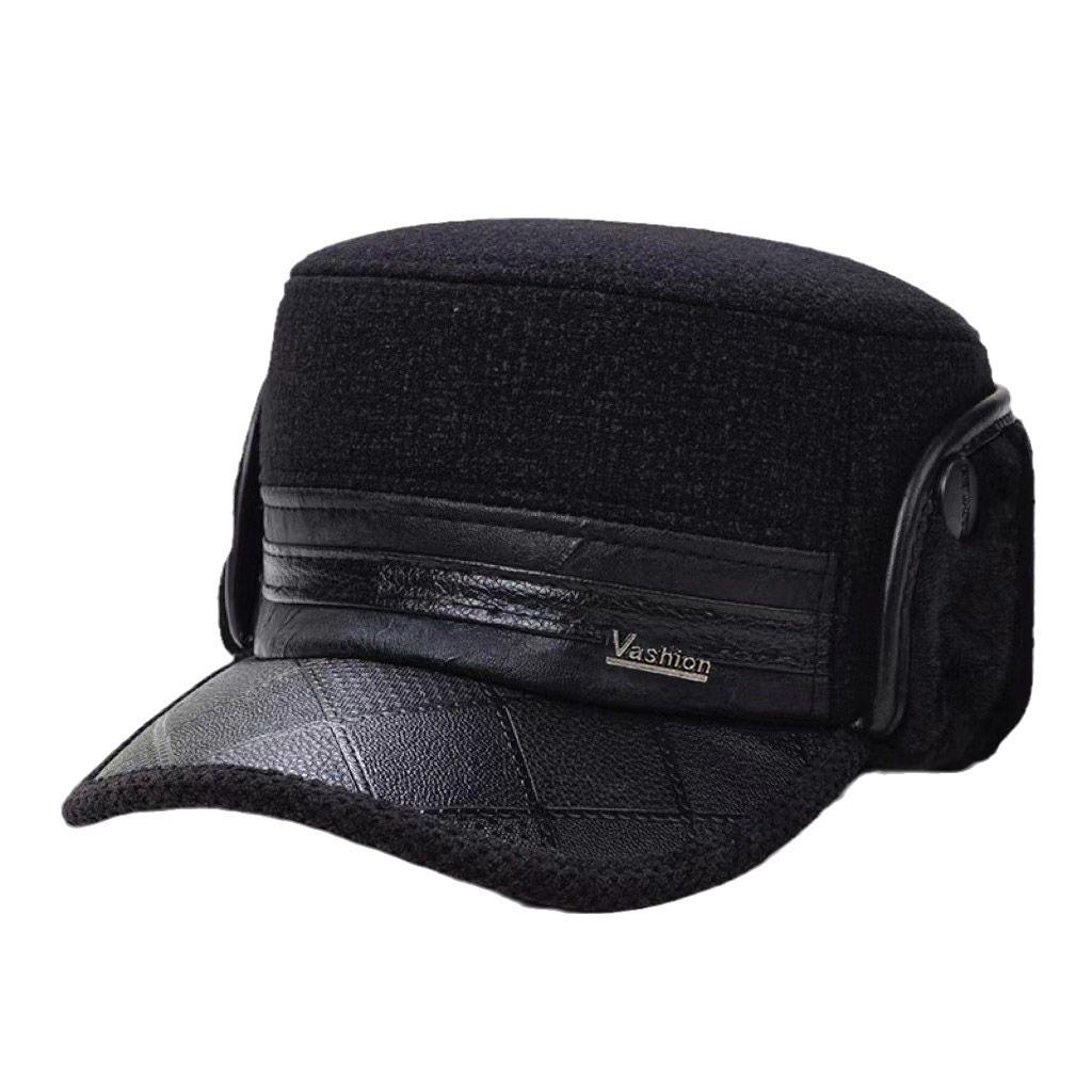 Hats for the Elderly Men's Winter Thickened Warm Flat-top Hats Middle-aged Ear Protection Grandfather Dad Old Man Peaked Hat Cotton Hat