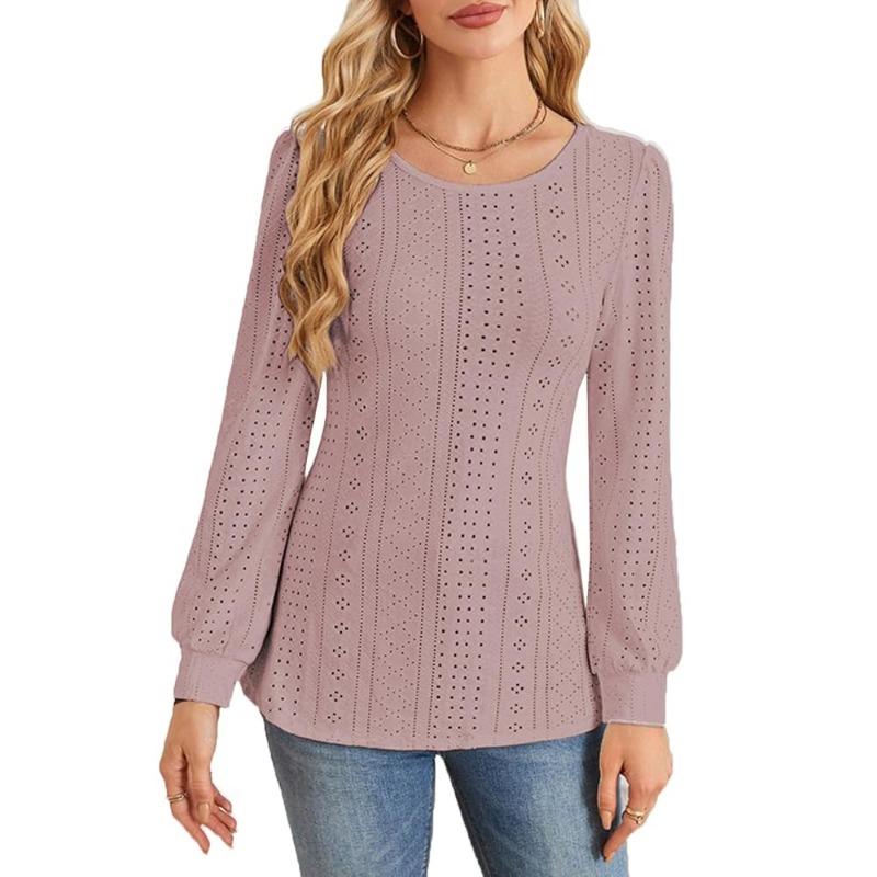 

Женская футболка с круглым вырезом, рукавами-буфами и длинными рукавами XL розовый