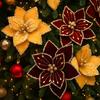 Simulation Artificial Flower 26cm Poinsettia Flower Xmas Tree Pendants  Christmas Celebration