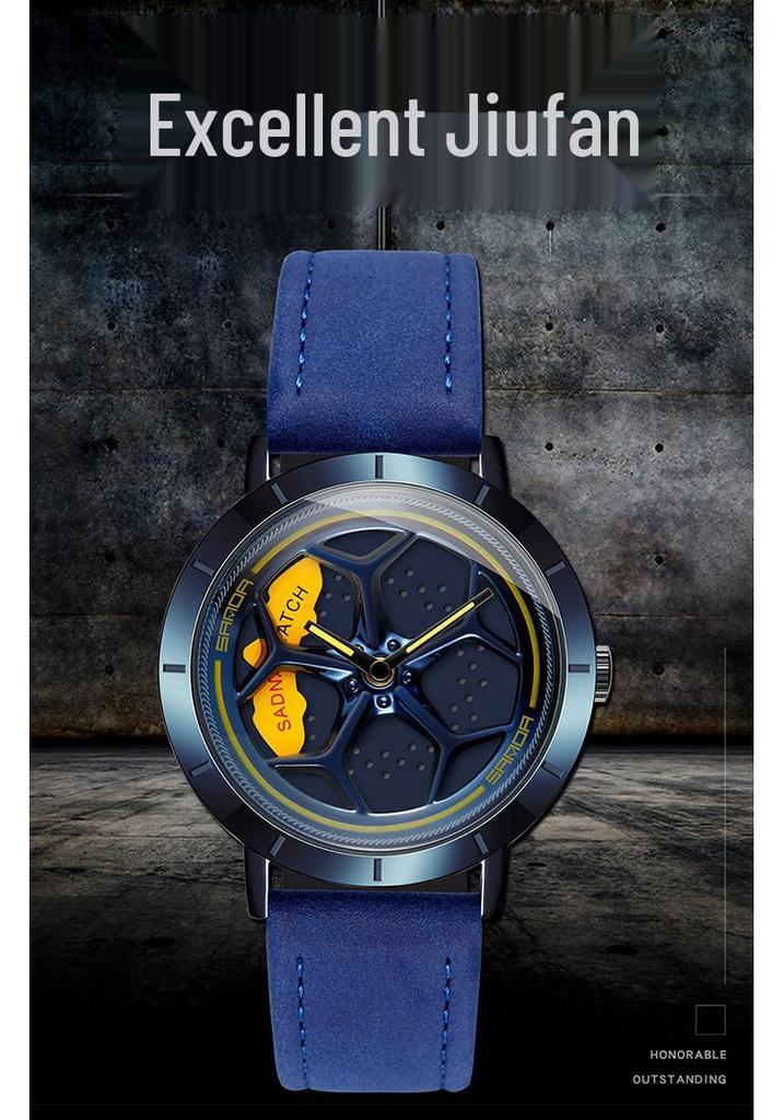 Sanda Men's Personalized Quartz Watch - Leather Strap, Waterproof, Rotating Dial