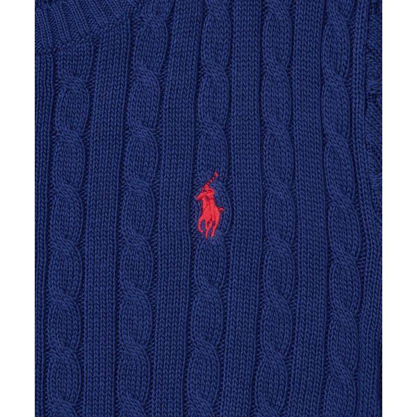 Polo Ralph Lauren Logo Haftowany Okrągły Dekolt Dopasowany Krótki Rękaw Dzianinowy Top Kobiety topy Niebieski WMPOSWENC021234-400