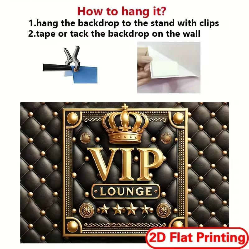 Sfondo VIP Lounge Nero Oro 2D Corona e Pelle Trapuntata Decorazione per Feste