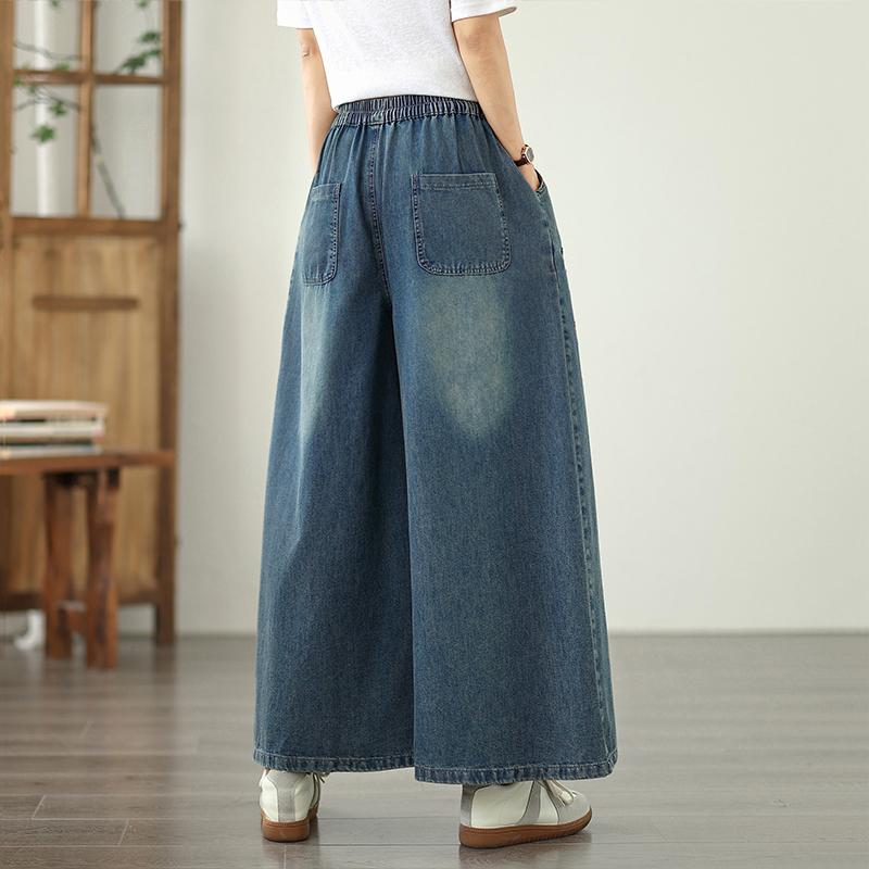 DIMANAF 2025 Neue Sommerjeans Damen Basic Haremshose Lässig Vintage Elastisch Locker Denim Übergröße Weitbeinige Hose