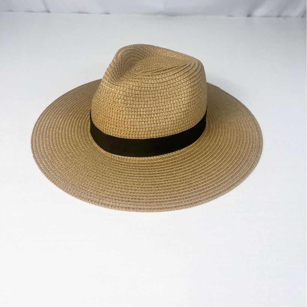 Men's and women's summer sunscreen straw hat sunshade Panama top hat straw woven big brim sun hat travel hat literary and retro