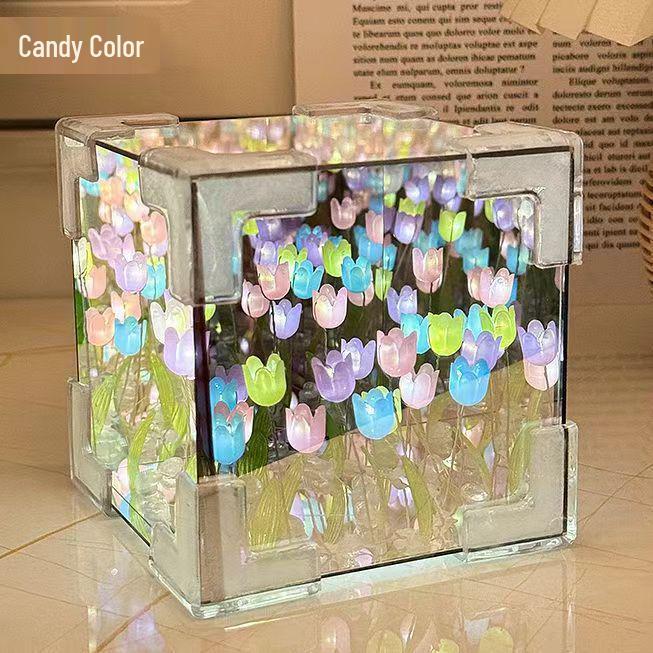 Tulip Flower Cube Night Light DIY Kit - Romantic Qixi Gift for Couples and Girlfriends