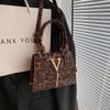 Trendy Retro Leopard Print Casual Shoulder Bag Stylish Small Square Purse In Black Green Purple Brown