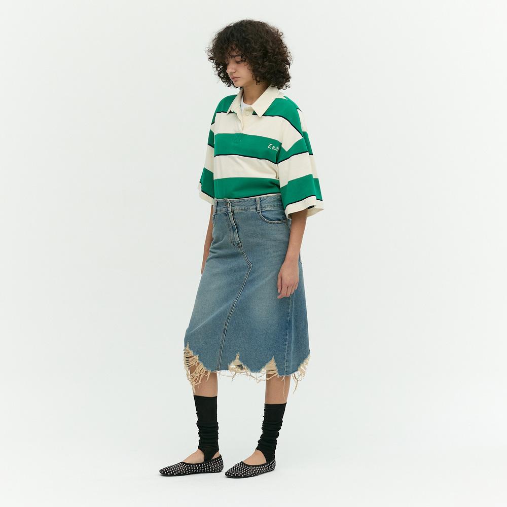 Ibiem Diagonal Cut Denim Skirt Emp7Dsk020