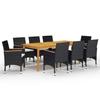VidaXL 9-Piece Garden Dining Set Table and Patio Dining Chairs Terrace Furniture Dining Furniture 3067865