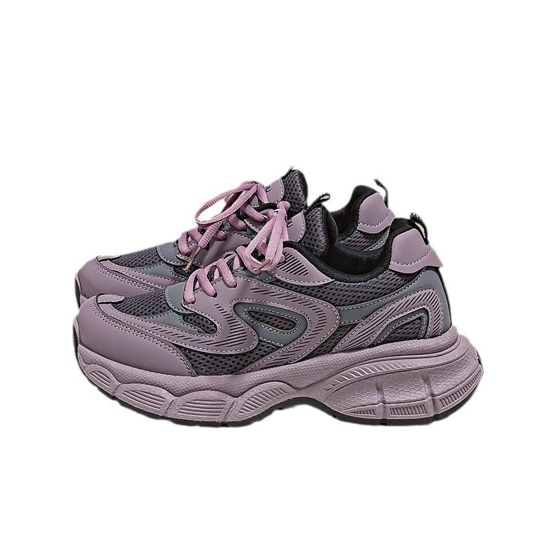 Lila Plateau-Dad-Schuhe Damen Herbst 2025 neu beliebt vielseitig, leichte und atmungsaktive lässige Sport-Laufschuhe