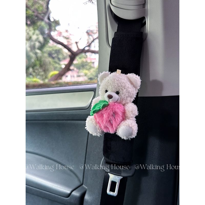 Car seat belt shoulder pad cute Fancy strawberry Bear Stuffed car interior decorations ornaments gift