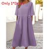 Baumwoll-Leinen A-Linien-Kleid mit Rüschen-Details für den sommerlichen Freizeitlook