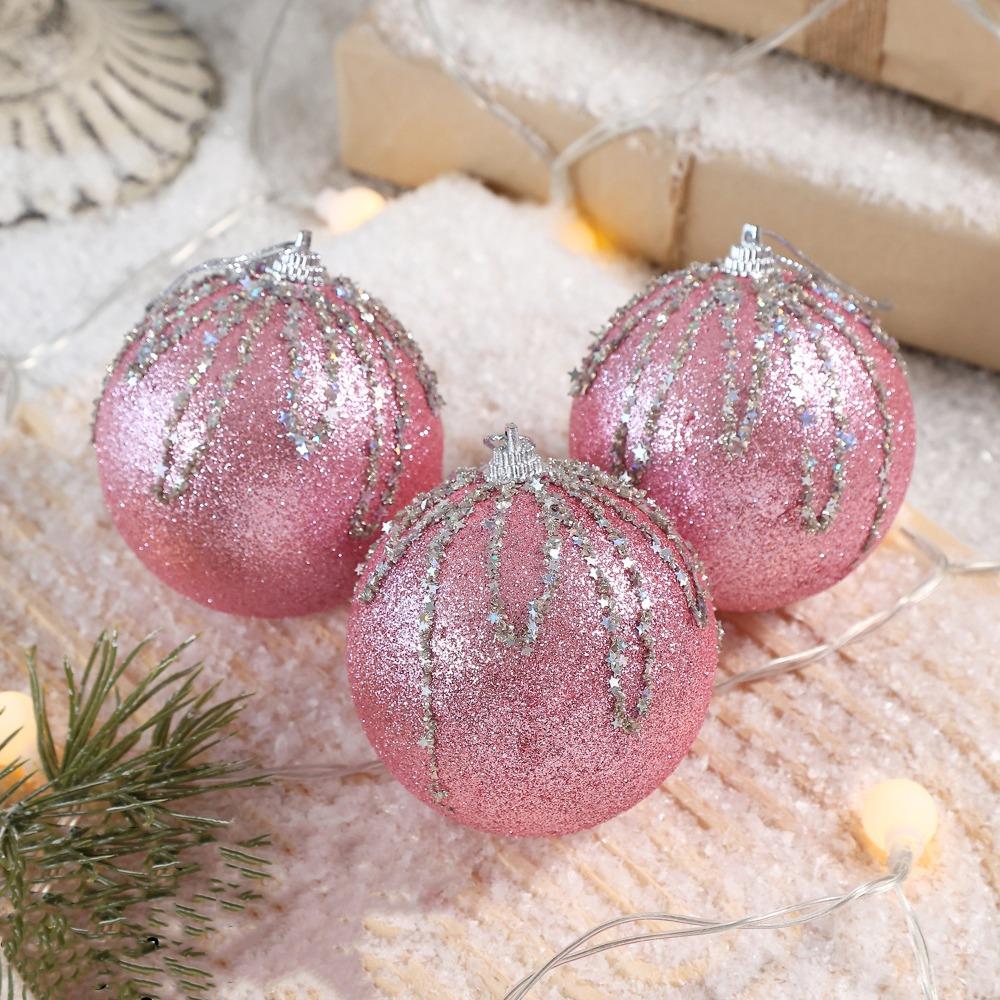 3 pcs/set Glitter Christmas Color Balls Hanging Decorations Xmas Tree Ornaments  Party Decor