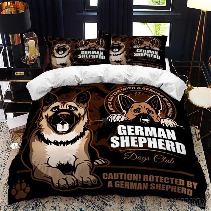 German Shepherd Dog 3d Bedding Set Pet Dog Duvet Cover Set HD Comforter Cover Bedclothes for Kids Bedding Sets Bedroom Decor
