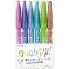 Pentel Brush Touch Sign Pen 6 Color Set C SES15C-6STC