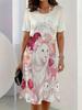 New Summer Mid-length Dress 3D Printed Design Casual for Outings and Parties