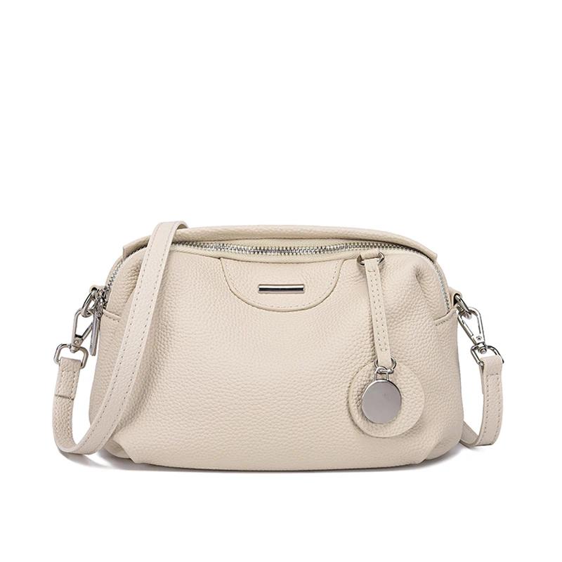 

Female Retro Cowhide Shoulder Messenger Bag Women Natural Cow Leather Crossbody Bags Lady Luxury Fashi Designer Handbag Purses 23x10x16cm белый