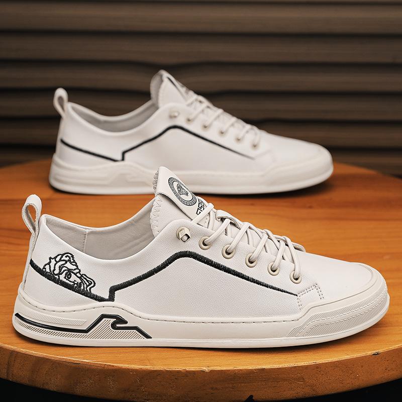 

Кожаная модная мужская обувь закрывает ноги ленивая обувь мягкая кожа летняя маленькая белая обувь мягкая подошва универсальная 45