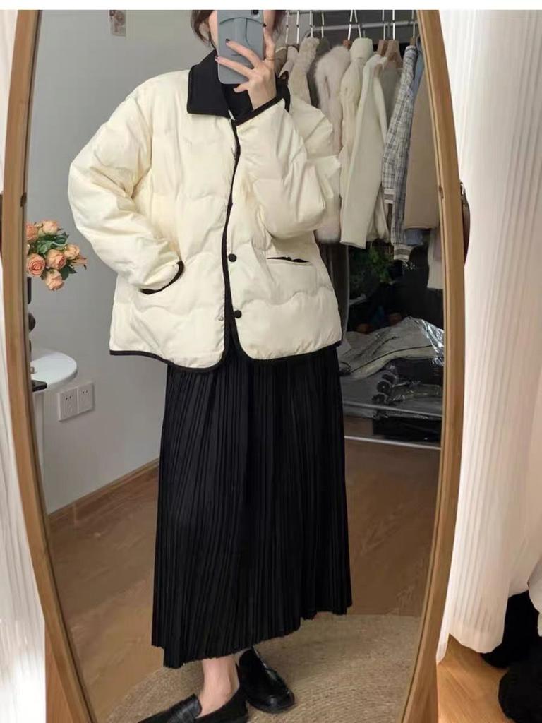 Damen Kurze Dünne Leichte Winddichte Winterjacke