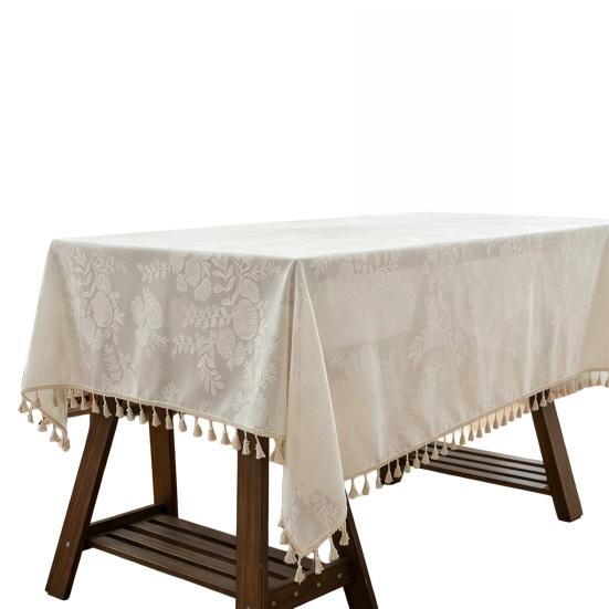 Lace Tablecloth, Wedding Rectangular Table Cloth, Vintage Embossed Floral Lace Table Cover for Tea Party Reception Home Decor