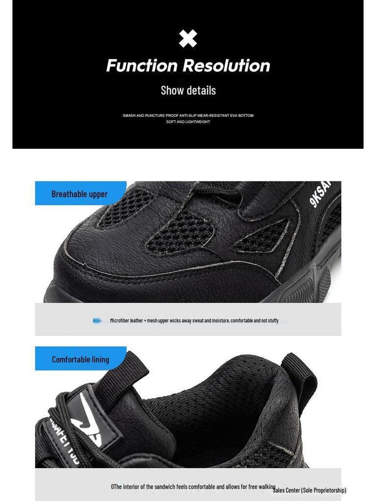 Breathable Fly-Knit Steel Toe Safety Shoes - Durable, Anti-Slip, and Comfortable for Long Hours