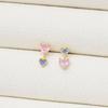Mini rosa hjärtformade silverörhängen för kvinnor