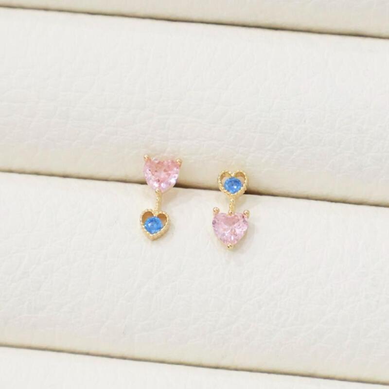 

Women s Mini Pink Heart Drop Silver Needle Earrings A31783_Pink