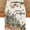 Festive Snowman Christmas Tree Table Runner Home Kitchen Dining Tablecloth for Party Decoration