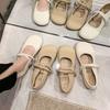 Single Shoes Women's 2025 New Summer French Shallow Mouth Soft-soled Flats Gentle Grandma Shoes Mary Jane Small Leather Shoes