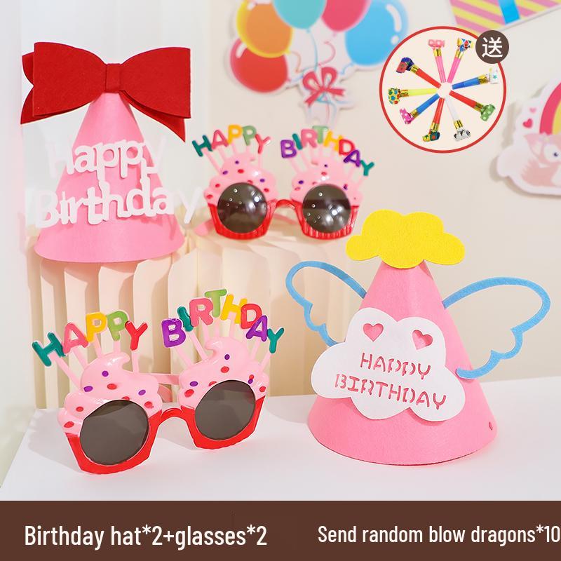 First Birthday Girl Photo Props Set: Hat, Glasses, and Creative Decorations