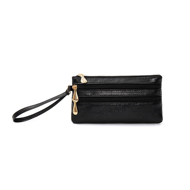 PU Lychee Grain Multi-Pocket Wristlet Clutch Phone Bag