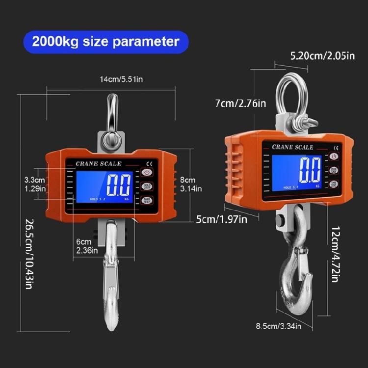 1000kg Capacity Digital Weighing Scale Cranes Scale For Heavy Objects LCD Screen Backlight Industrial Hook Scales