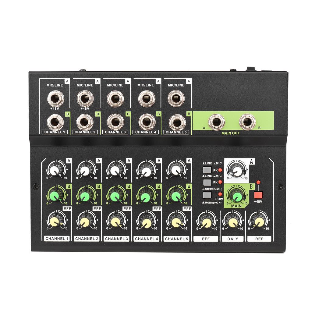 10-kanaals mengpaneel Digitale audiomixer Stereomicrofoon/lijnmixer met reverb en 48V fantoomvoeding