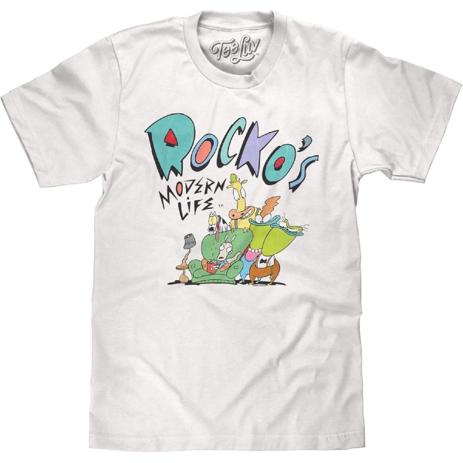 Tee Luv Men s Rocko s Modern Life Shirt - 90s Cartoon Cast T-Shirt XXXXXL белый