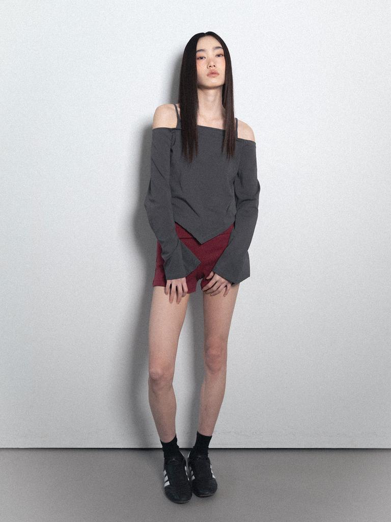 VISUS Fold Over Shorts_Burgundy