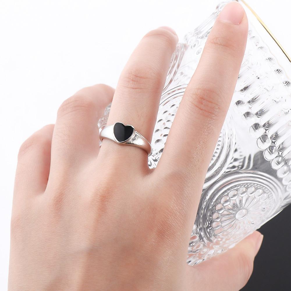 Geometric Jewelry Gifts Wedding Heart Stackable Rings Women Rings Korean Style Heart Chain Ring