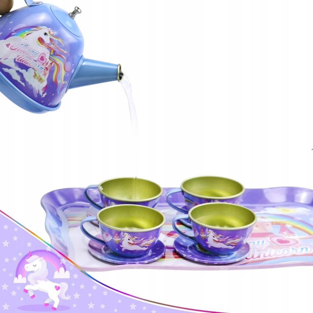 Large Unicorn Tea Set Tray Saucers Cups Kitchen Set