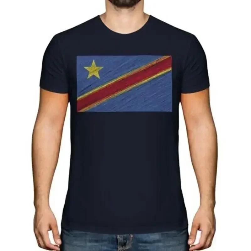 Democratic Rep Of Congo Scribble Flag Unisexs Tshirt Tee Top Gift Rpublique